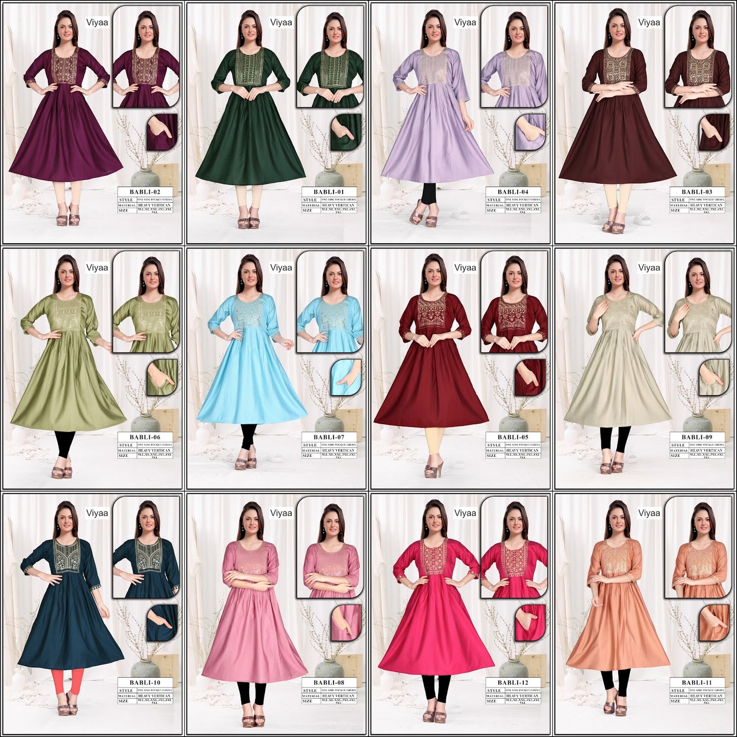 Babli Viyaa Vertican Anarkali Kurtis Manufacturer India