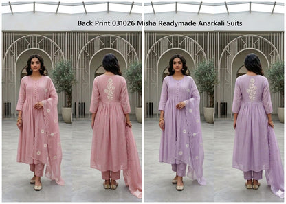 Back Print 031026 Misha Chanderi Readymade Anarkali Suits Wholesaler Ahmedabad
