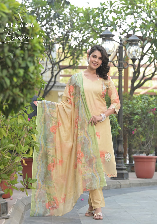 Banshree Afsana Cambric Cotton Readymade Pant Style Suits Exporter India