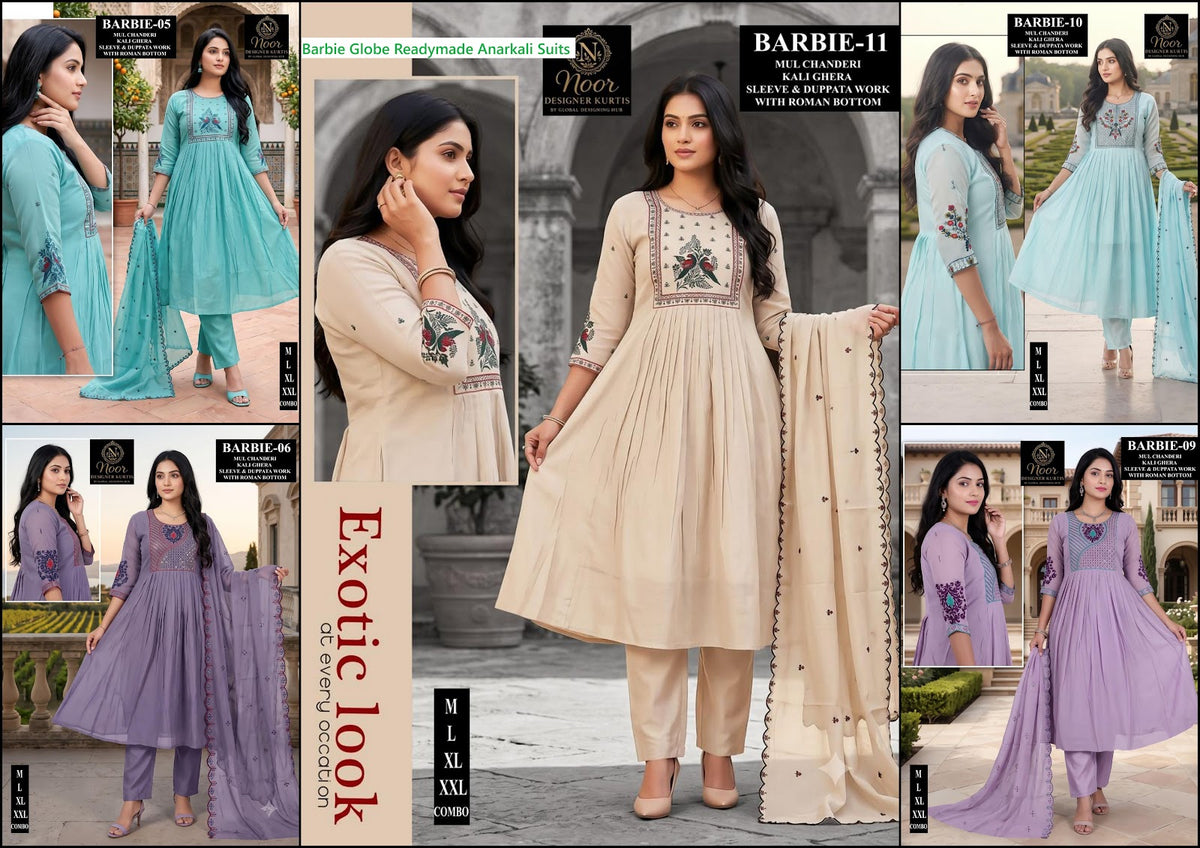 Barbie Globe Chanderi Readymade Anarkali Suits Wholesale Rate
