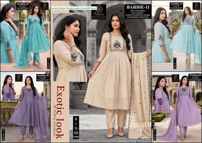 Barbie Globe Chanderi Readymade Anarkali Suits Wholesale Rate