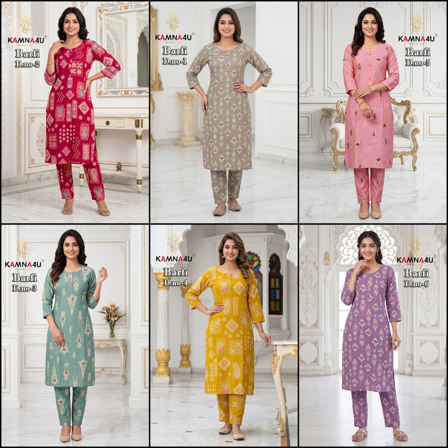 Barfi Kamna4U Vertican Kurti Pant Set Wholesale Price