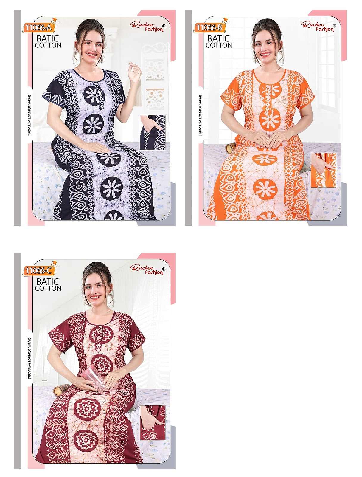 Batic Pocket 0609 Ruchee Fashion Night Gowns Supplier Gujarat