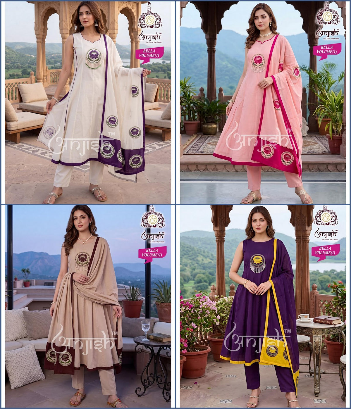 Bella Anjish Chanderi Readymade Anarkali Suits Exporter Ahmedabad