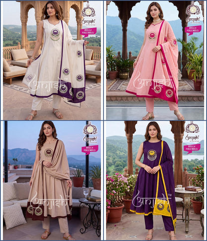 Bella Anjish Chanderi Readymade Anarkali Suits Exporter Ahmedabad