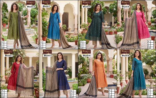 Bhumi Krazzy Kanha Raw Silk Readymade Anarkali Suits Supplier Gujarat