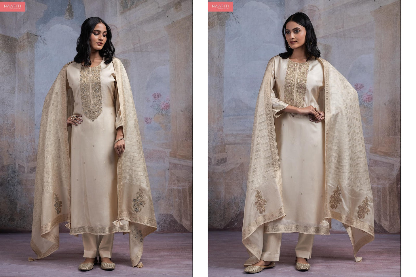 Bilaafi Naariti Silk Jacquard Pant Style Suits Exporter Gujarat