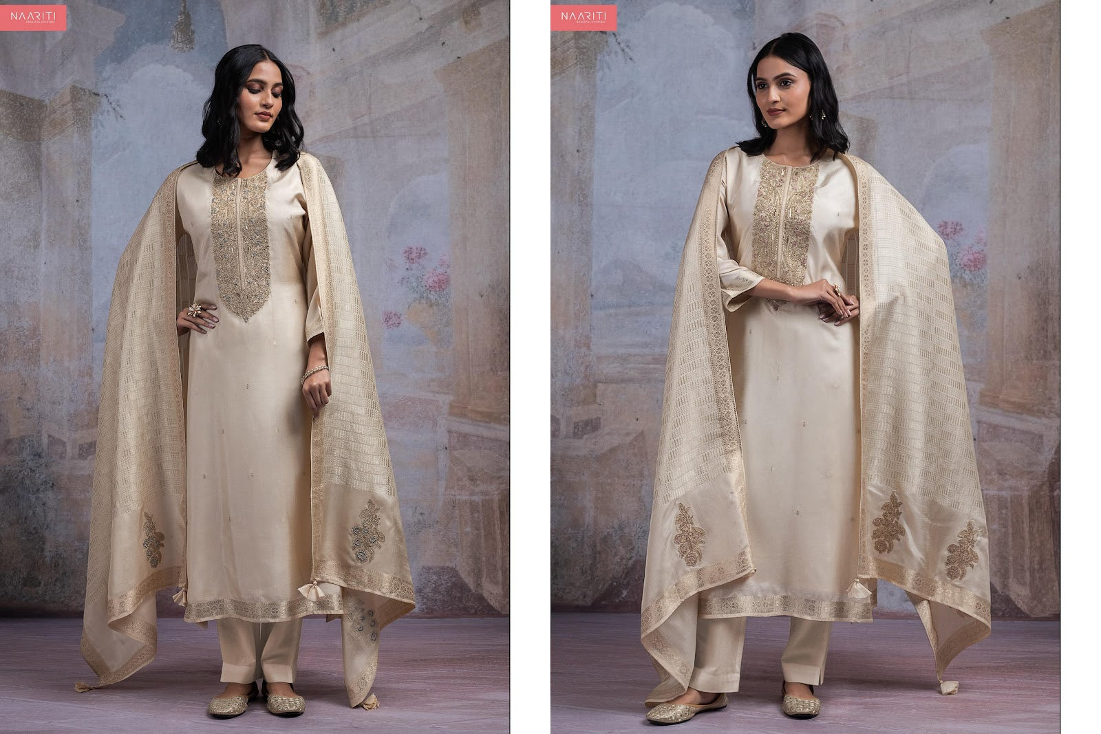 Bilaafi Naariti Silk Jacquard Pant Style Suits Exporter Gujarat