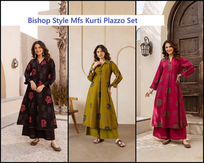 Bishop Style Mfs Cotton Kurti Plazzo Set Exporter