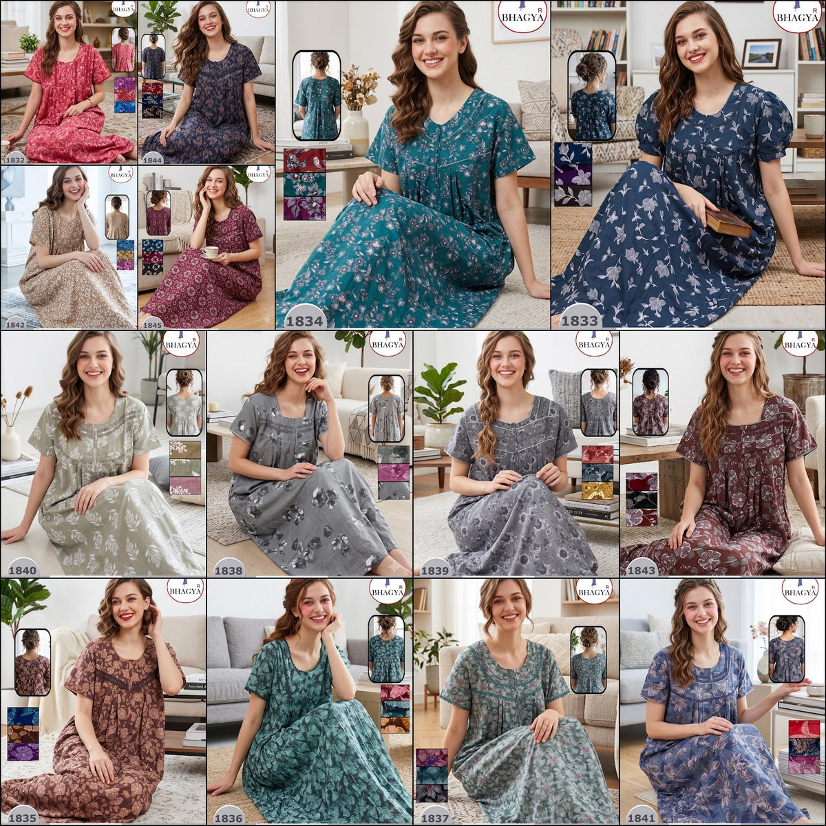 Bizzy Lizzy 2509 Bhagya Night Gowns Wholesaler Gujarat