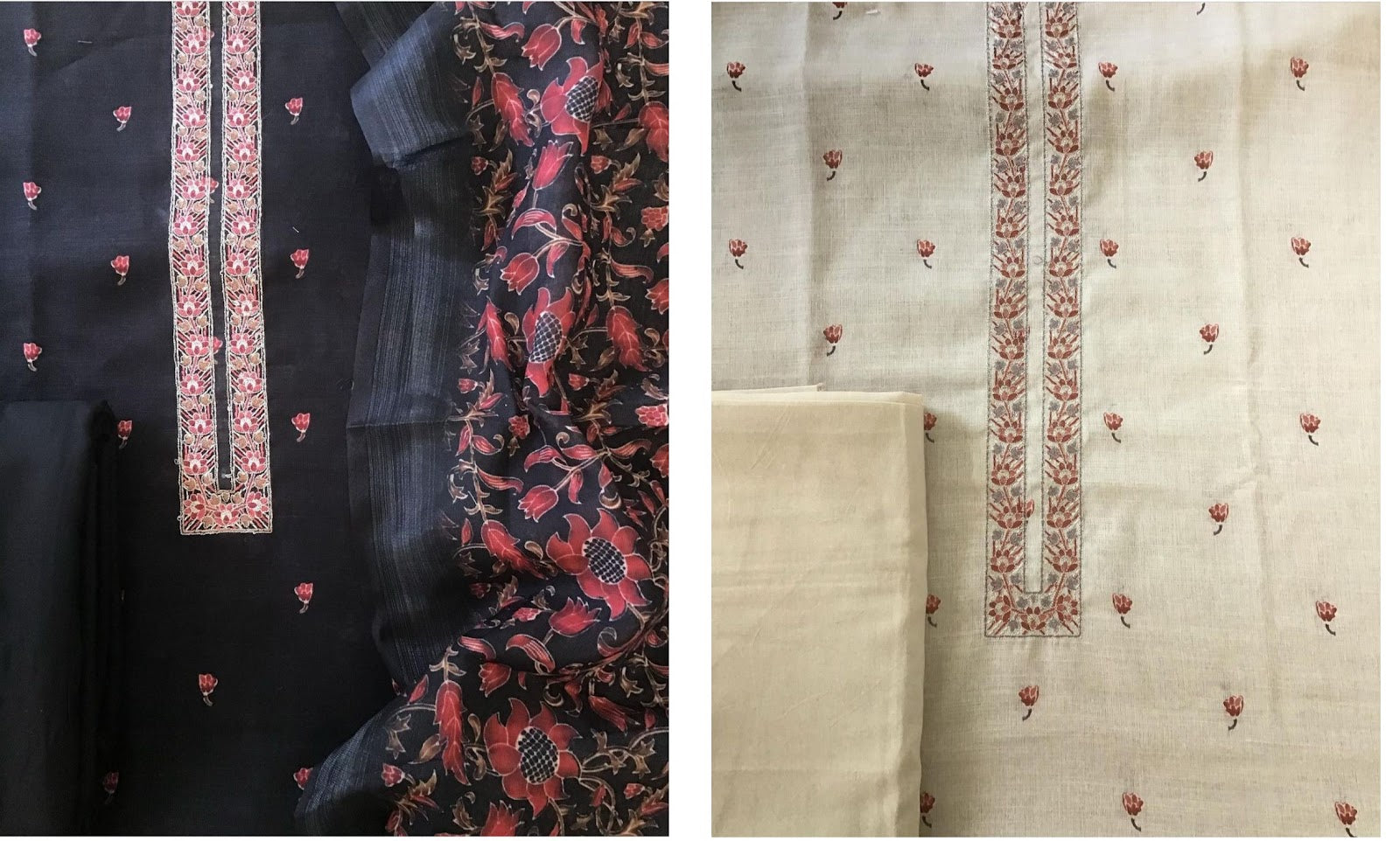 Black And White Shurooq Linen Cotton Salwar Suits Wholesaler Ahmedabad