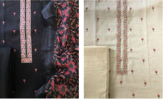 Black And White Shurooq Linen Cotton Salwar Suits Wholesaler Ahmedabad