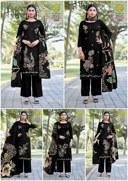 Black Mango Vol 12 Jt Rayon Pant Style Suits Supplier Ahmedabad