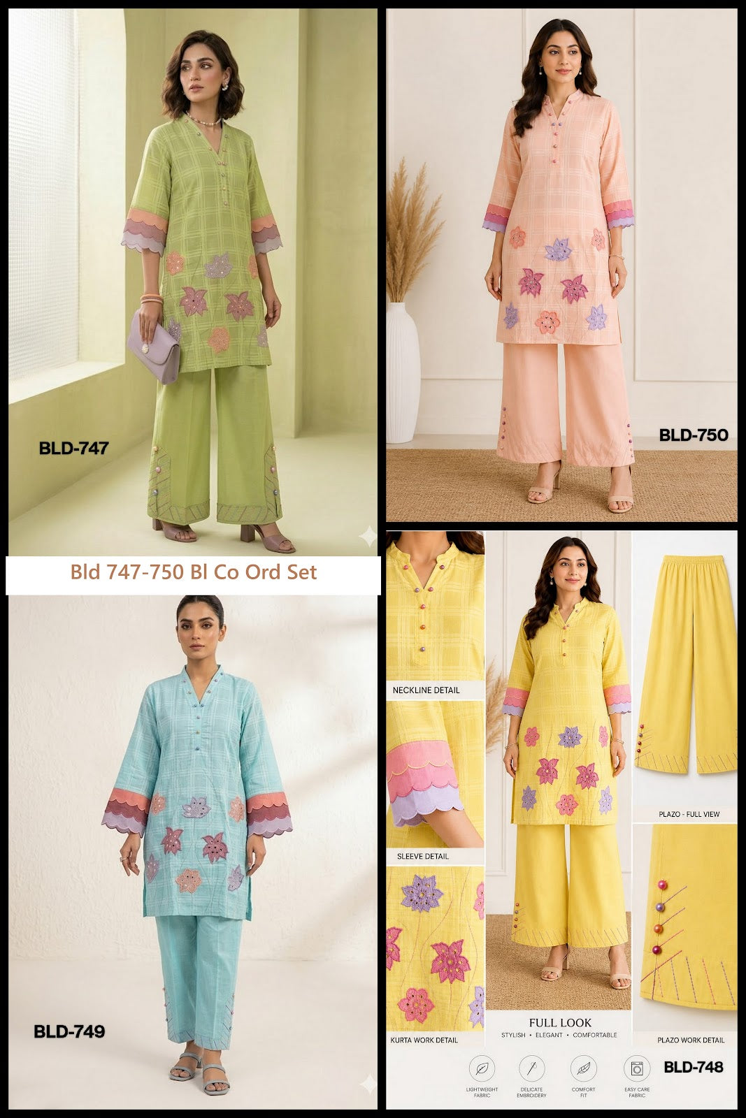 Bld 747-750 Bl Cotton Co Ord Set Wholesaler Gujarat