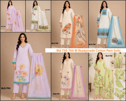 Bld 758-764 Bl Readymade Cotton Pant Suits Exporter Gujarat