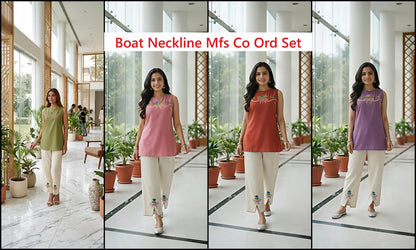 Boat Neckline Mfs Cotton Co Ord Set Wholesaler Gujarat
