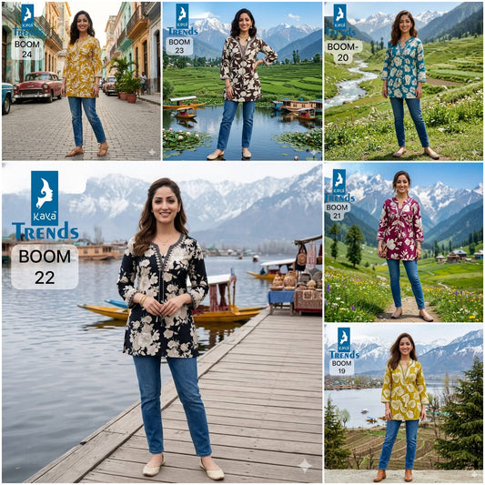 Boom Kaya Trends Rayon Short Kurtis Wholesaler