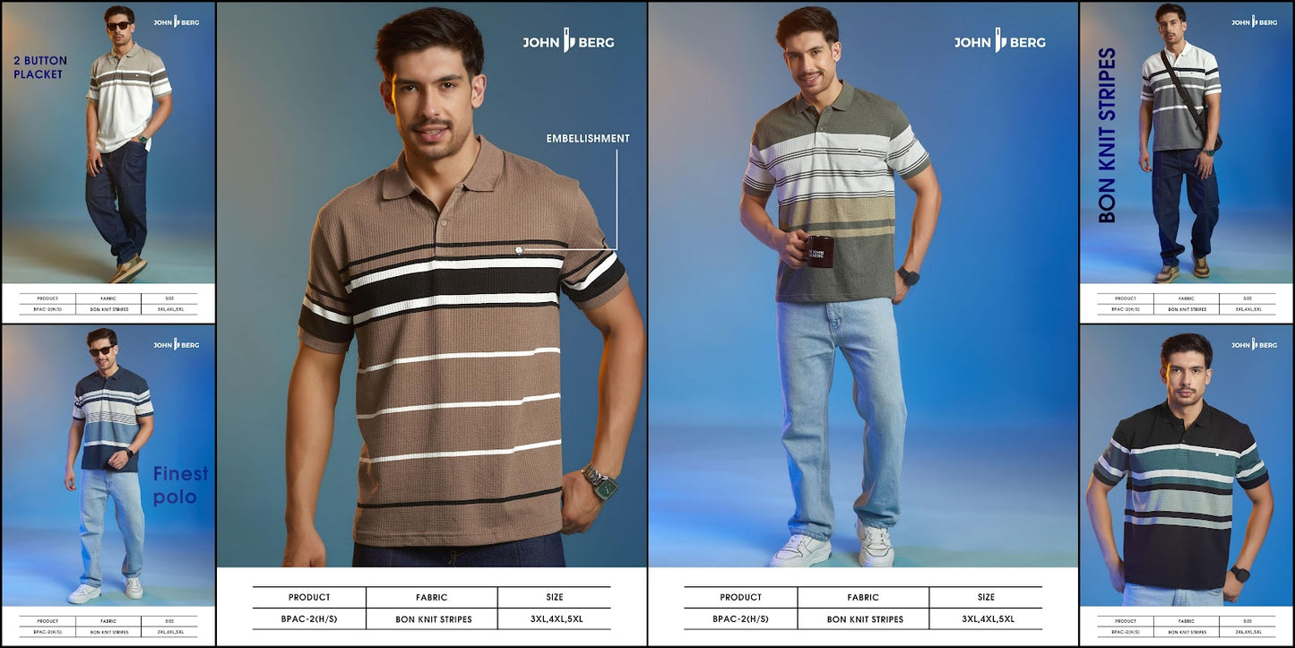 Bpac 2 Plus Size John Berg Knit Mens Tshirts Wholesaler