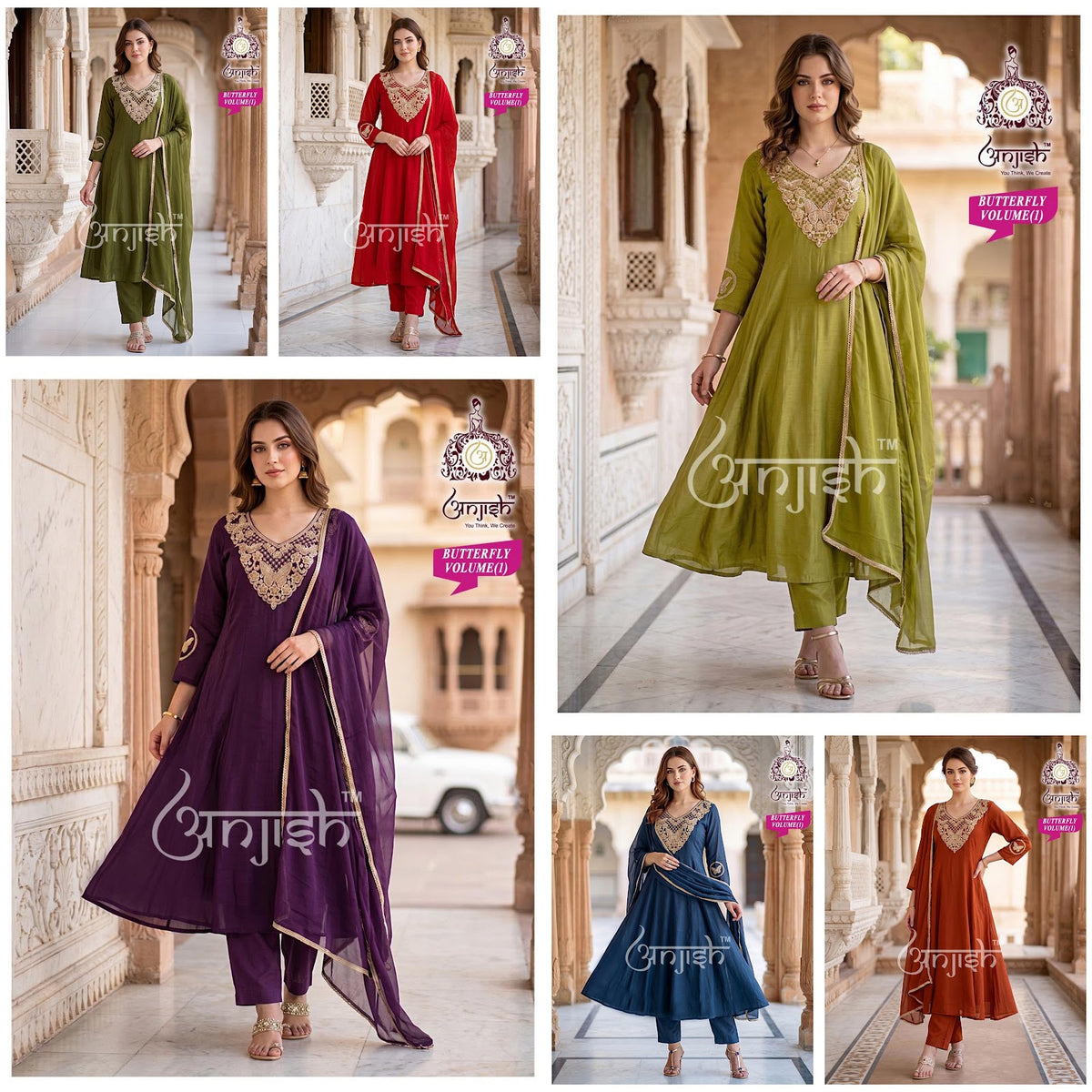 Butterfly Anjish Chanderi Readymade Anarkali Suits Manufacturer Gujarat