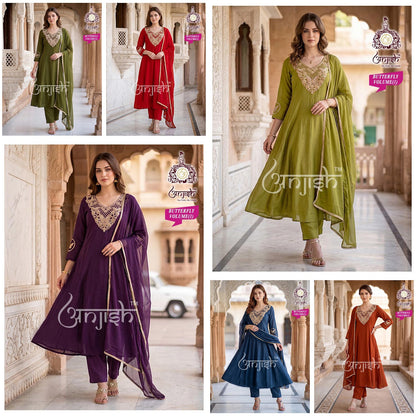 Butterfly Anjish Chanderi Readymade Anarkali Suits Manufacturer Gujarat