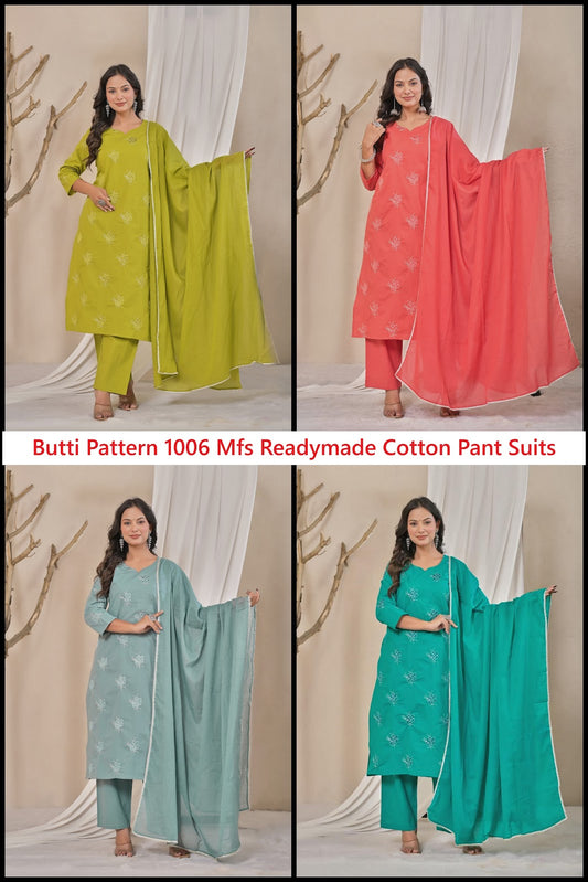 Butti Pattern 1006 Mfs Readymade Cotton Pant Suits Wholesaler India