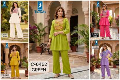 C 6452 Kaya Trends Rayon Co Ord Set Wholesaler Gujarat