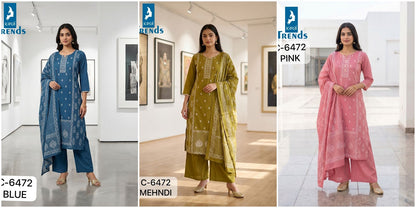 C 6472 Kaya Trends Cotton Readymade Pant Style Suits Supplier India