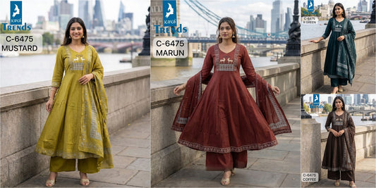 C 6475 Kaya Trends Cotton Readymade Anarkali Suits Wholesaler India