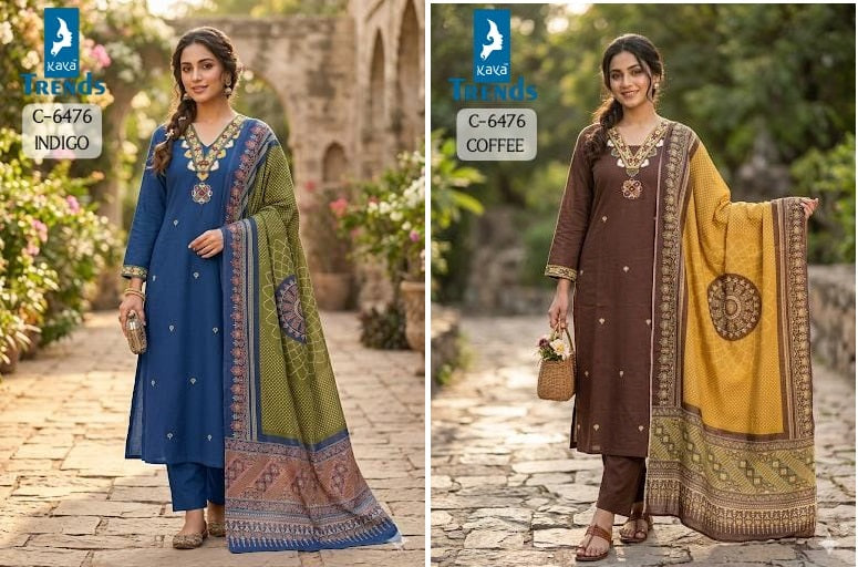 C 6476 Kaya Trends Dhabu Cotton Readymade Pant Style Suits Wholesale Price