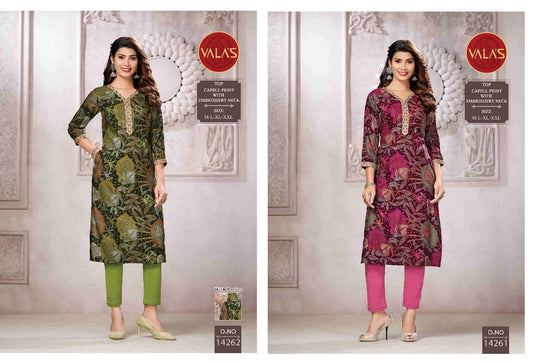 Capsule Print-2106 Valas Straight Cut Kurtis Exporter Gujarat