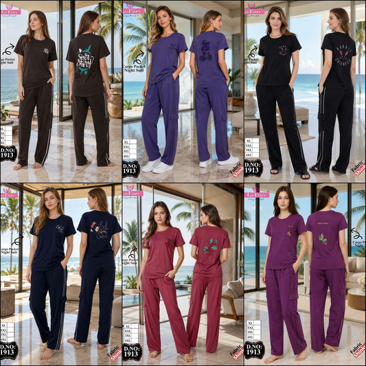 Cargo Pocket Design 1913 La Fairy Sinker Pyjama Night Suits Manufacturer India