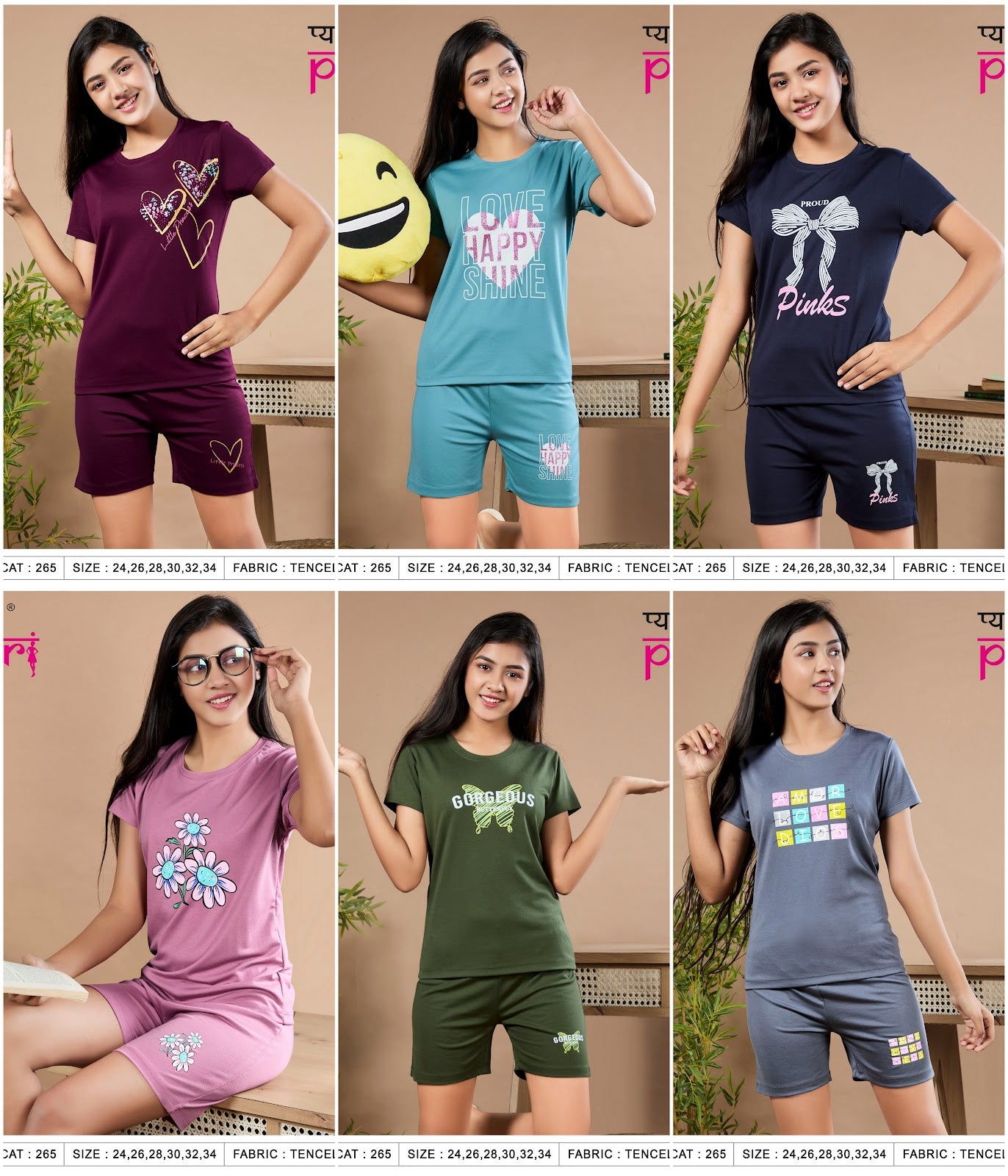 Cat 265 Pyari Pari Tencil Lycra Girls Shorts Set Manufacturer