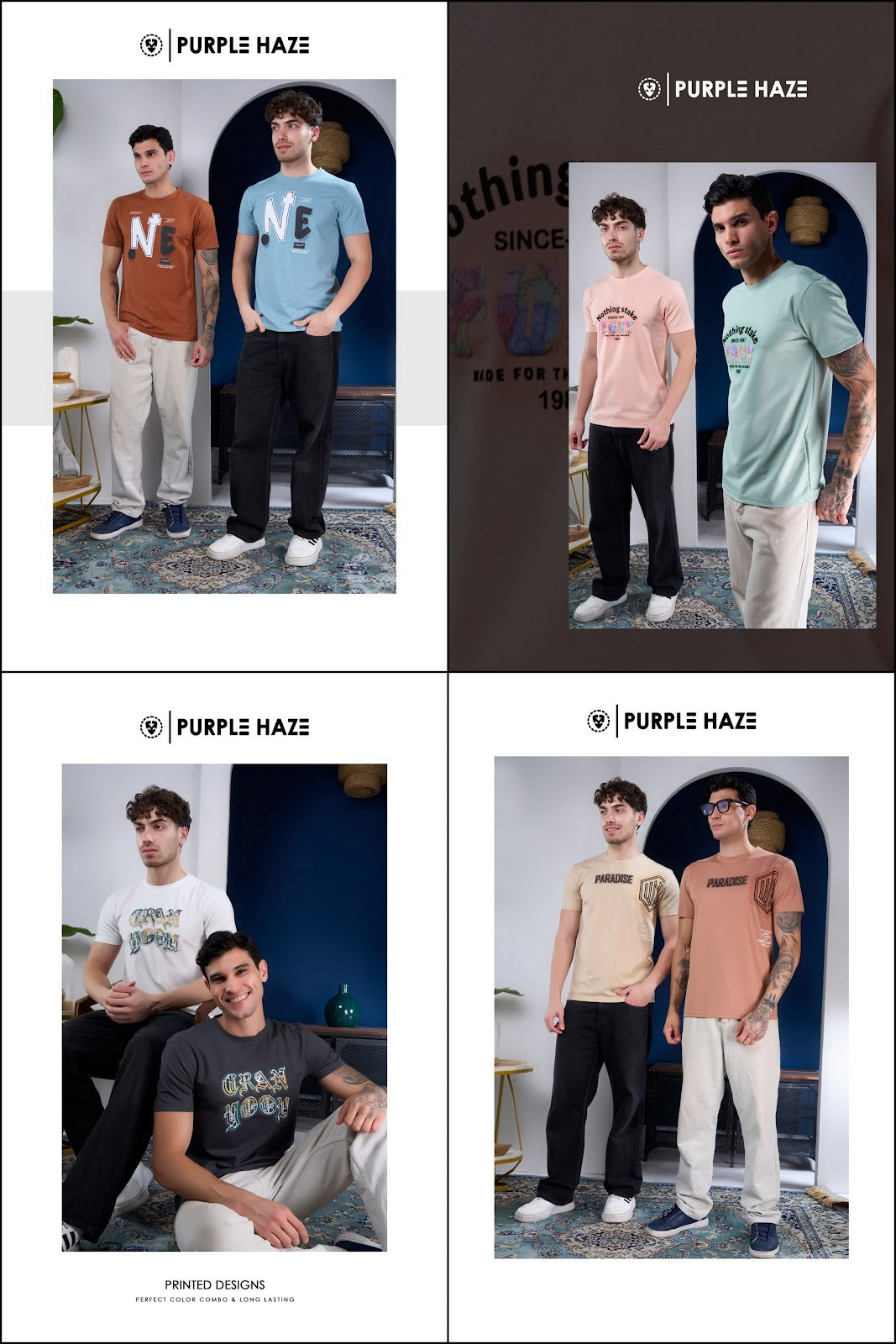 Cat 345 Dobby Purple Haze Tencil Mens Tshirts Wholesale