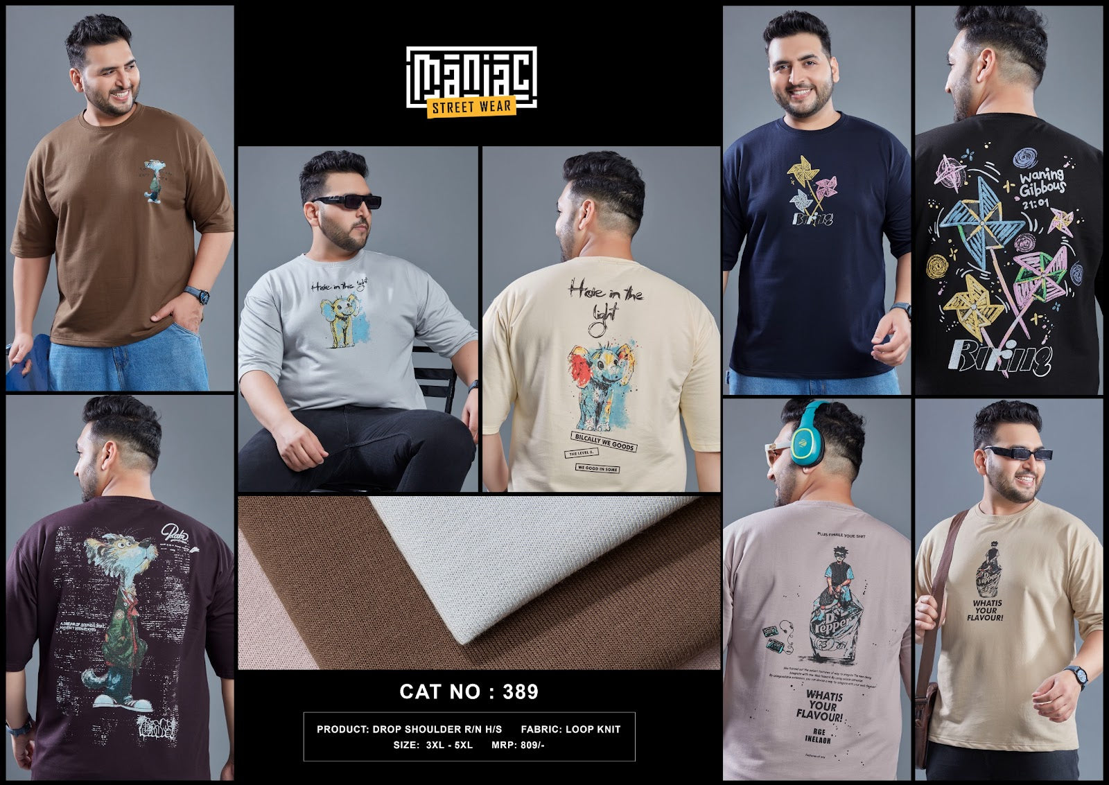 Cat 389 Maniac Loopknit Mens Tshirts Manufacturer