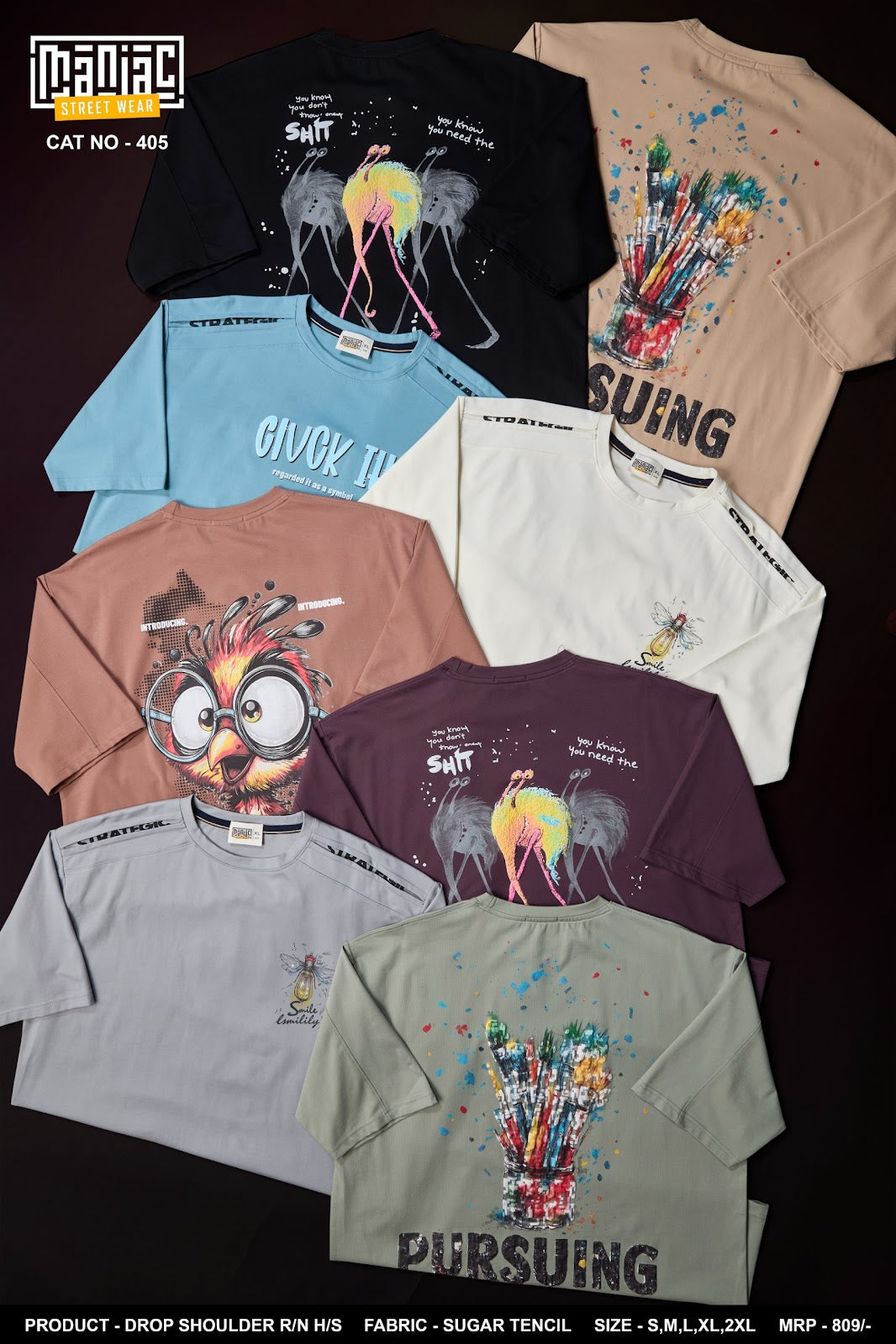 Cat No 405 Maniac Tencil Mens Tshirts Supplier India