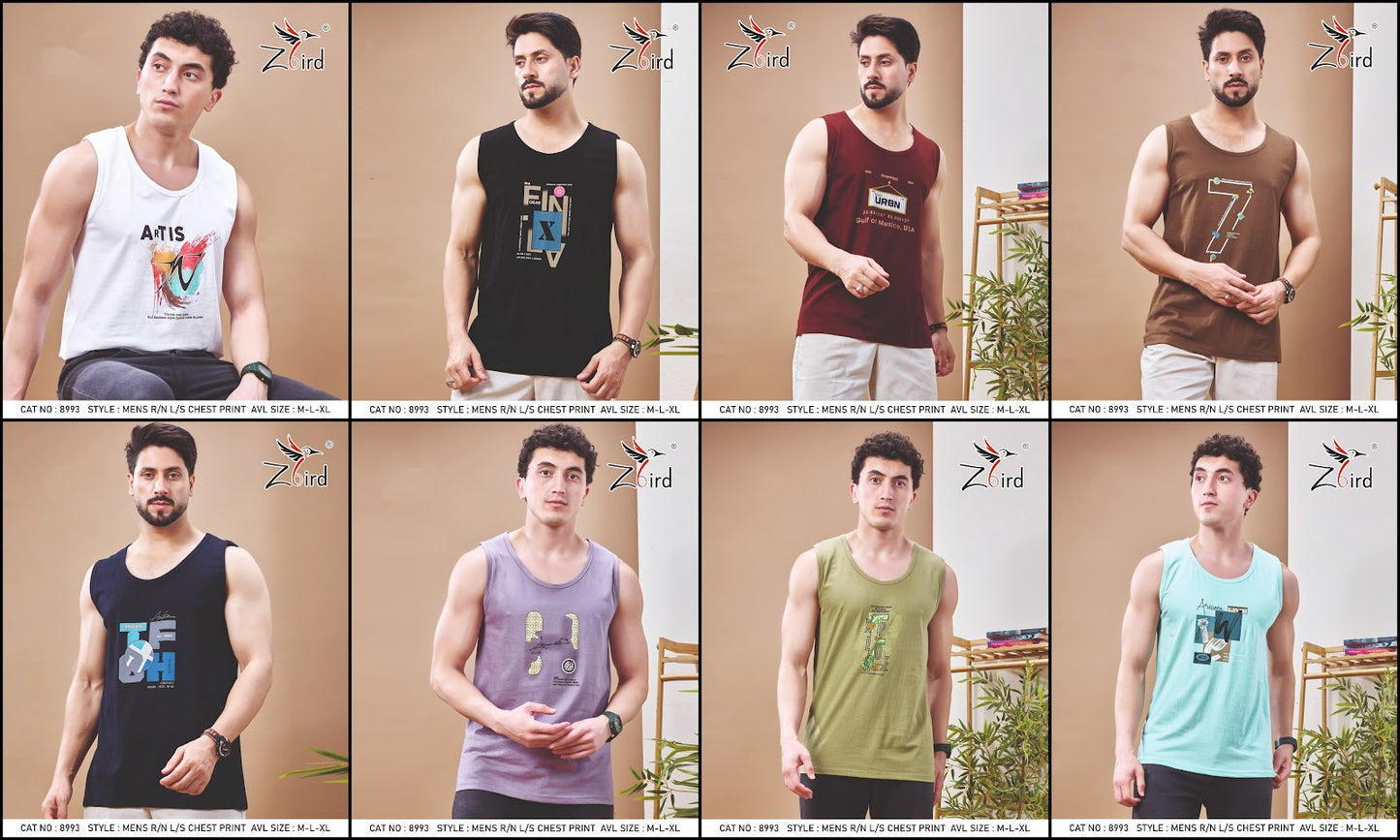 Cat No 8993 Z Bird Cotton Biowashed Mens Sando Supplier India