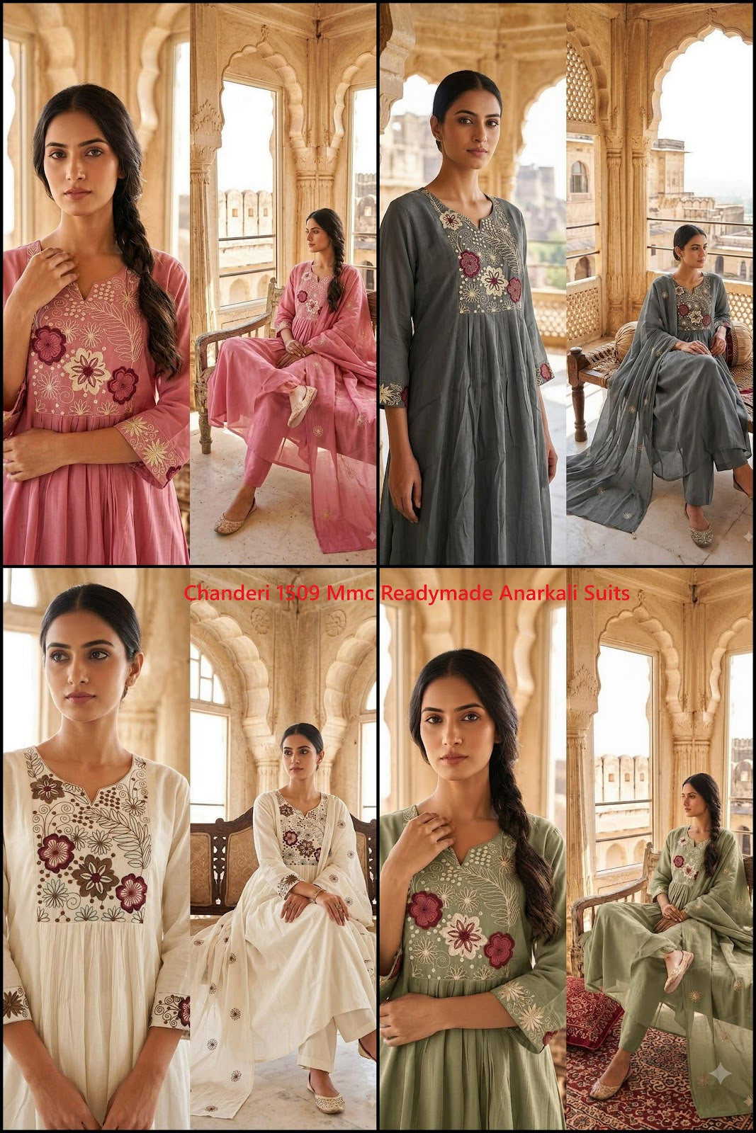 Chanderi 1509 Mmc Mul Readymade Anarkali Suits Manufacturer Ahmedabad