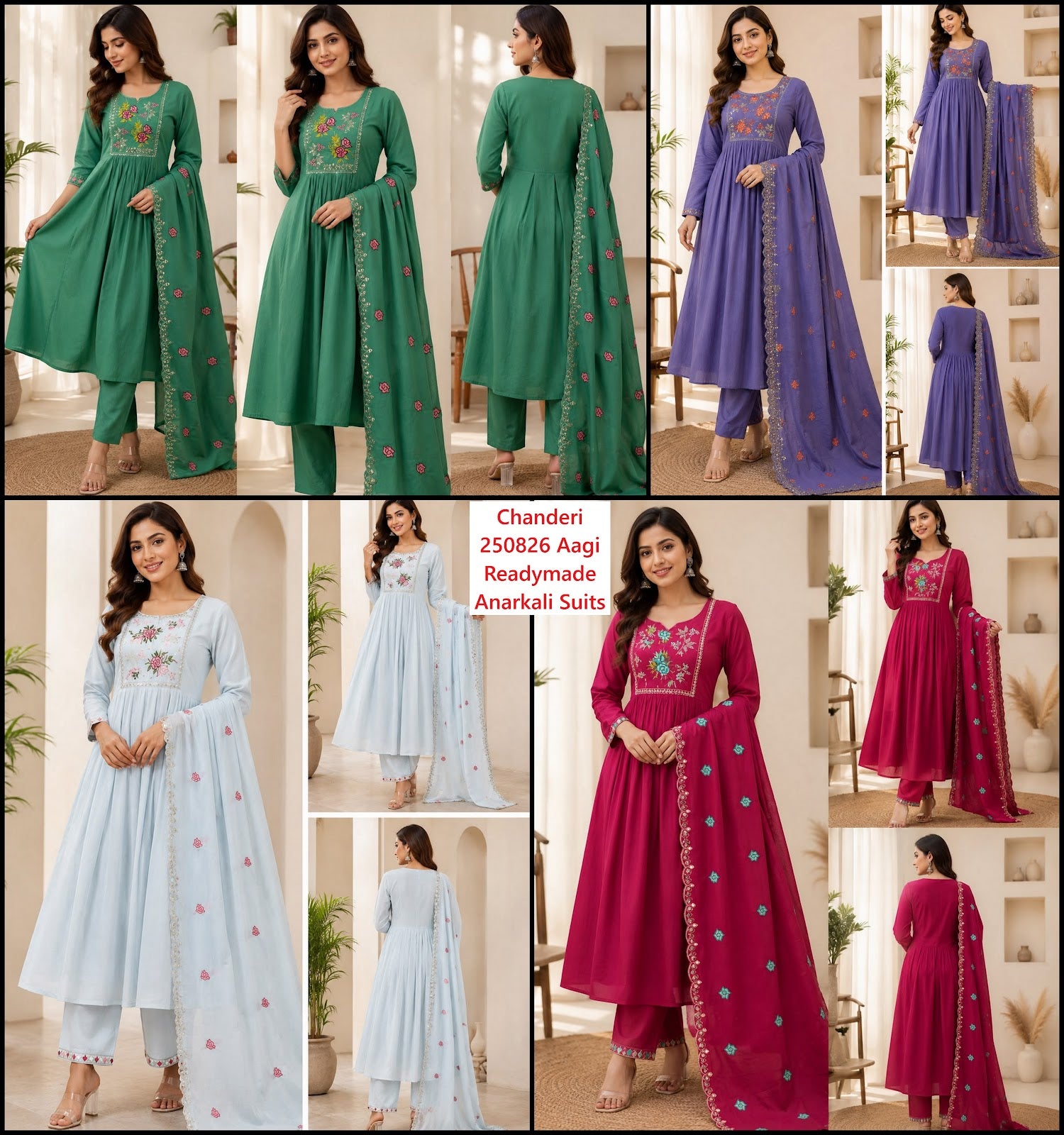 Chanderi 250826 Aagi Mul Readymade Anarkali Suits Wholesaler Ahmedabad