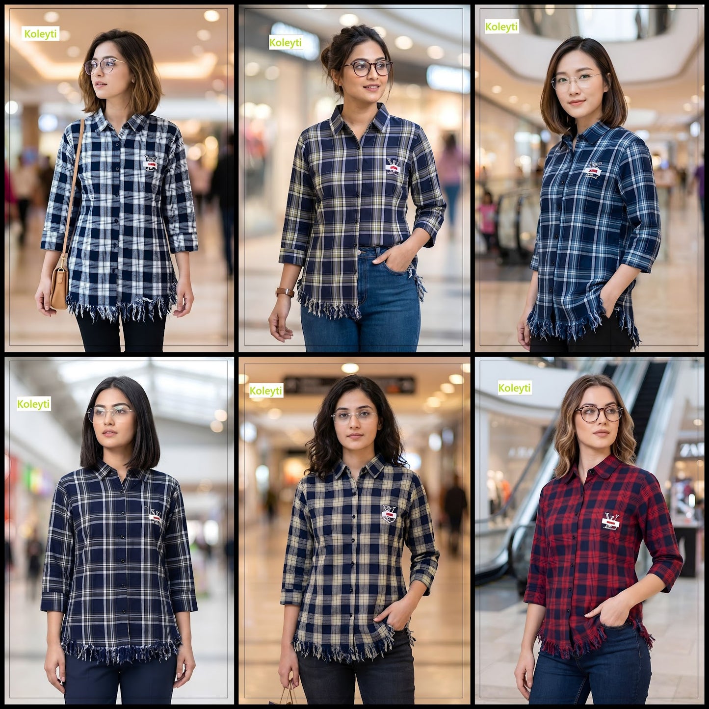 Cheks Pattern 040626 Koleyti Women Shirts Wholesaler