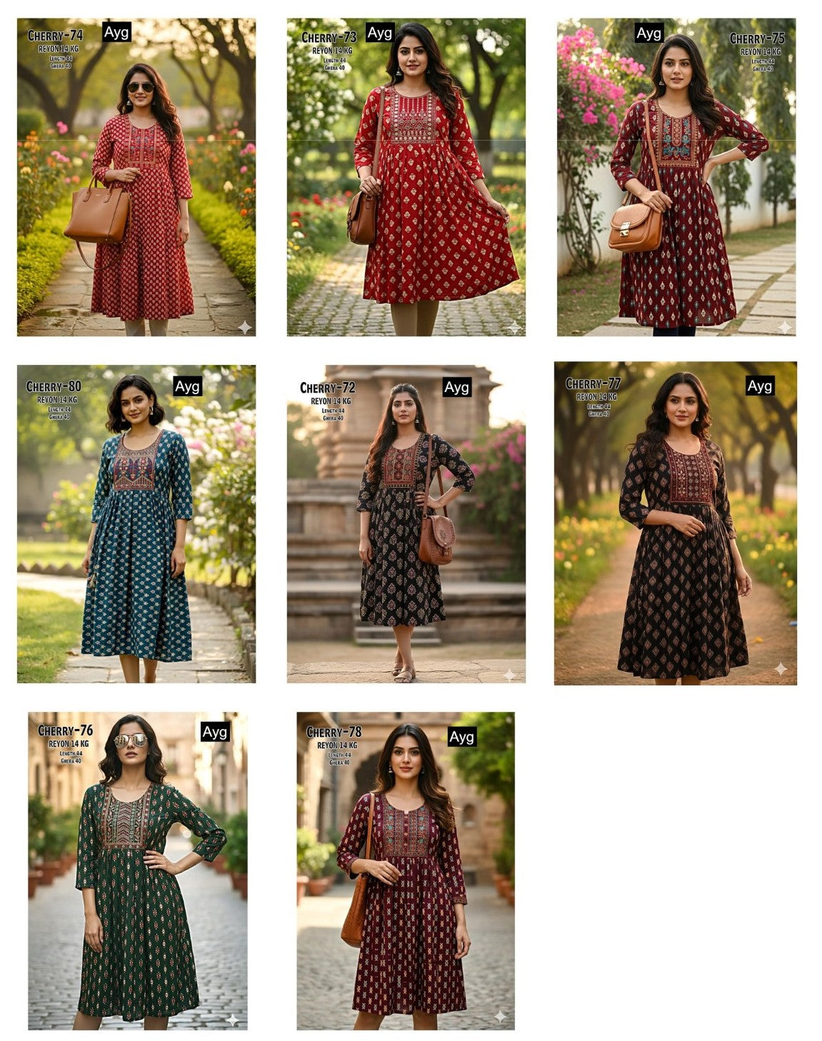 Cherry 081225 Ayg Rayon 14Kg Anarkali Kurtis Wholesale