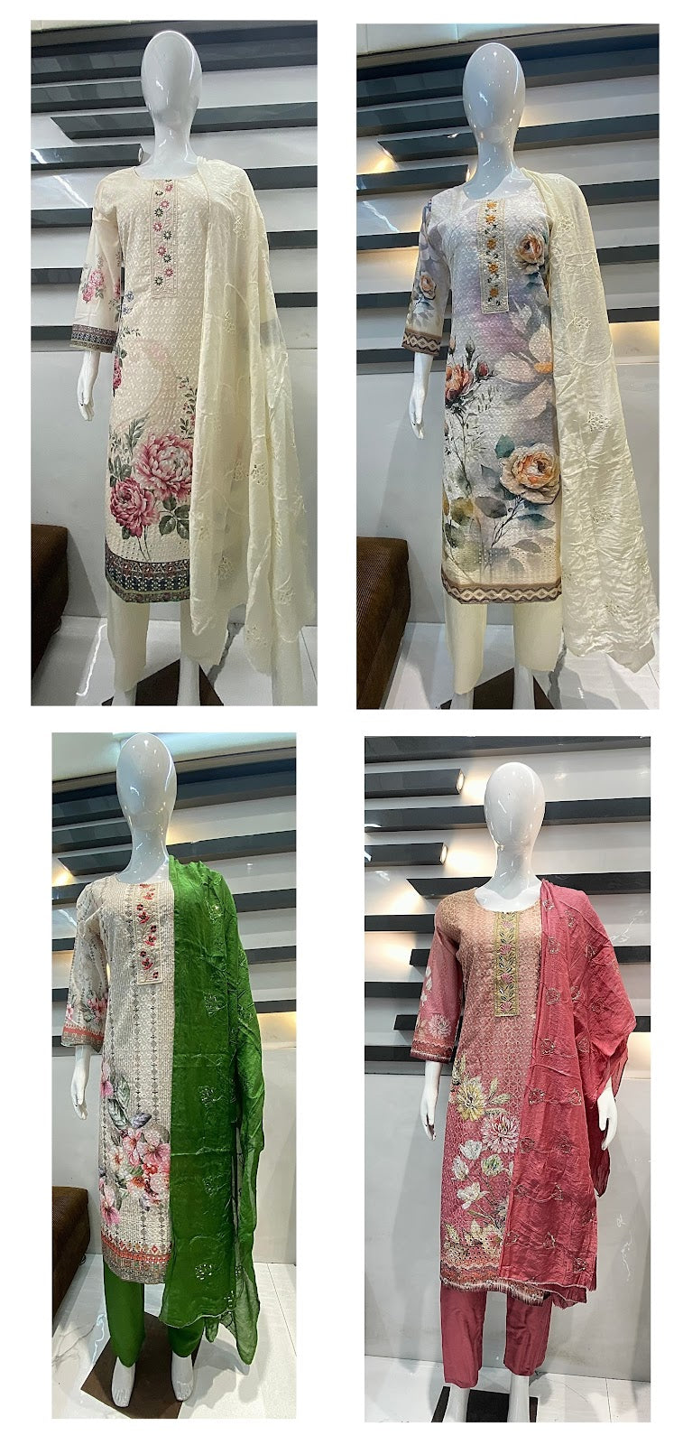 Chikan Work Ramdev Creation Readymade Pant Style Suits Wholesaler