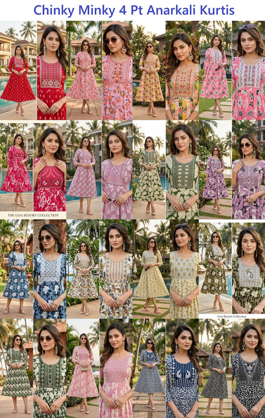 Chinky Minky 4 Pt Rayon 14Kg Anarkali Kurtis Manufacturer