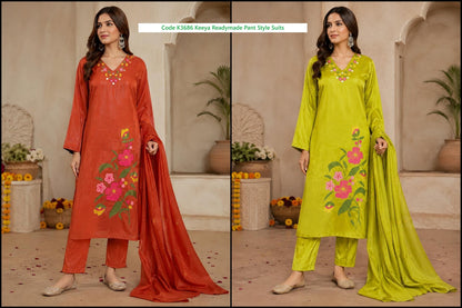 Code K3686 Keeya Roman Readymade Pant Style Suits Wholesale