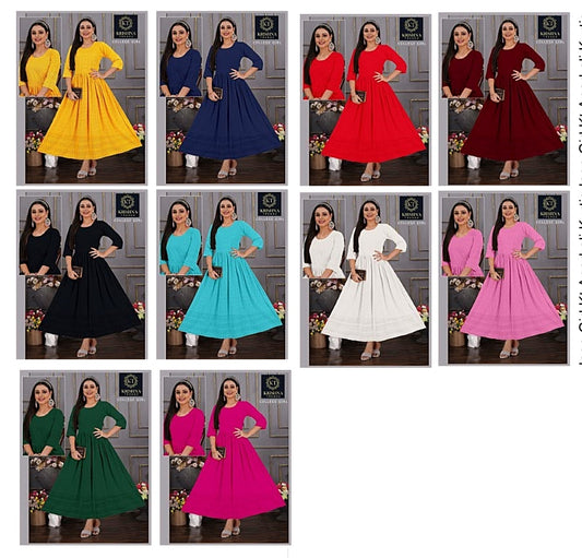 College Girl Kt Rayon 14Kg Anarkali Kurtis Wholesaler India