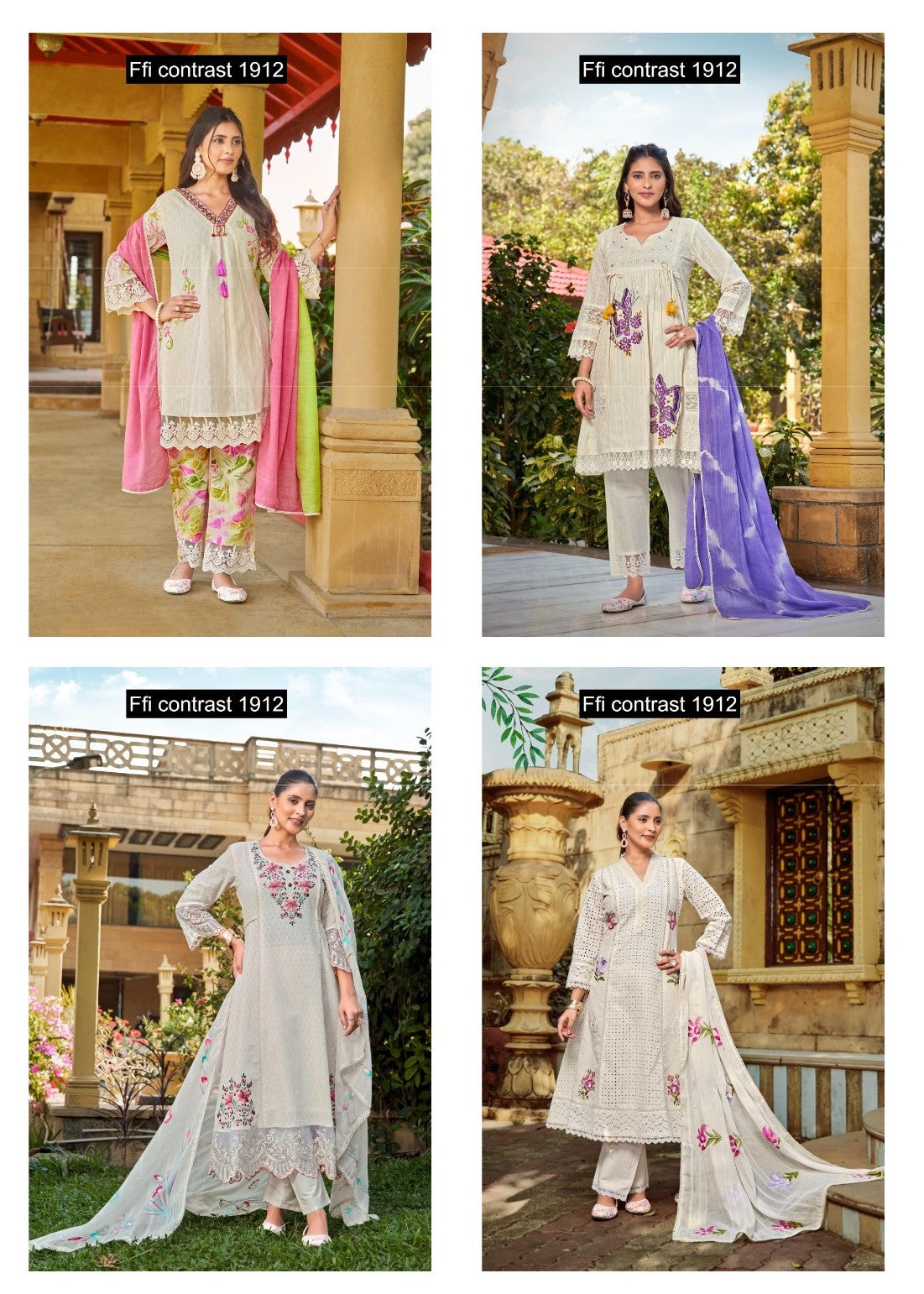 Contrast 1912 Ffi Cotton Readymade Anarkali Suits Wholesale Rate