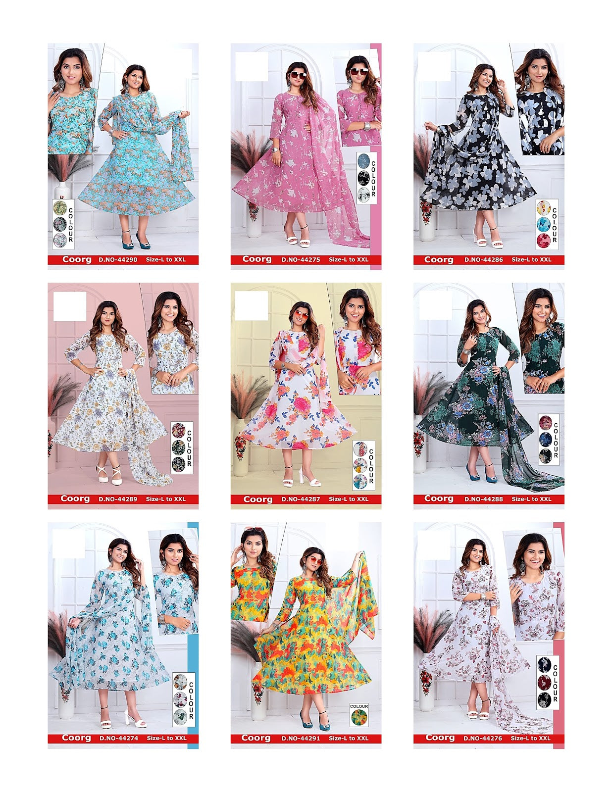 Coorg Jnx Georgette Kurti Dupatta Set