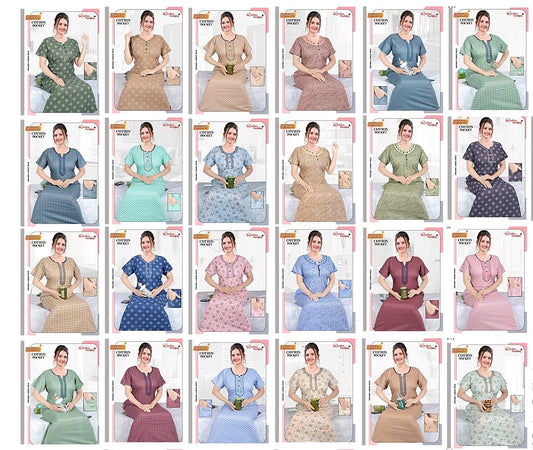 Cotton 0508 Ruchee Fashion Night Gowns Wholesaler Ahmedabad