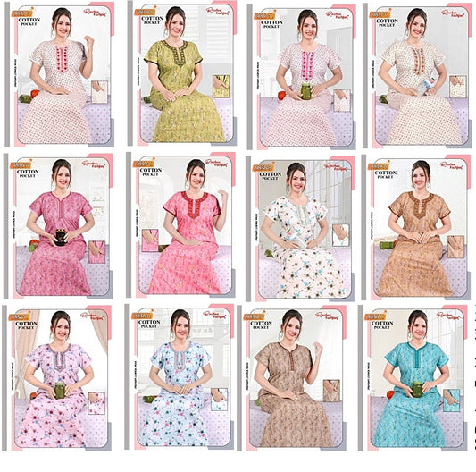 Cotton 1006 Ruchee Fashion Night Gowns Manufacturer India