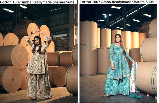 Cotton 1007 Amba Readymade Sharara Suits Manufacturer India