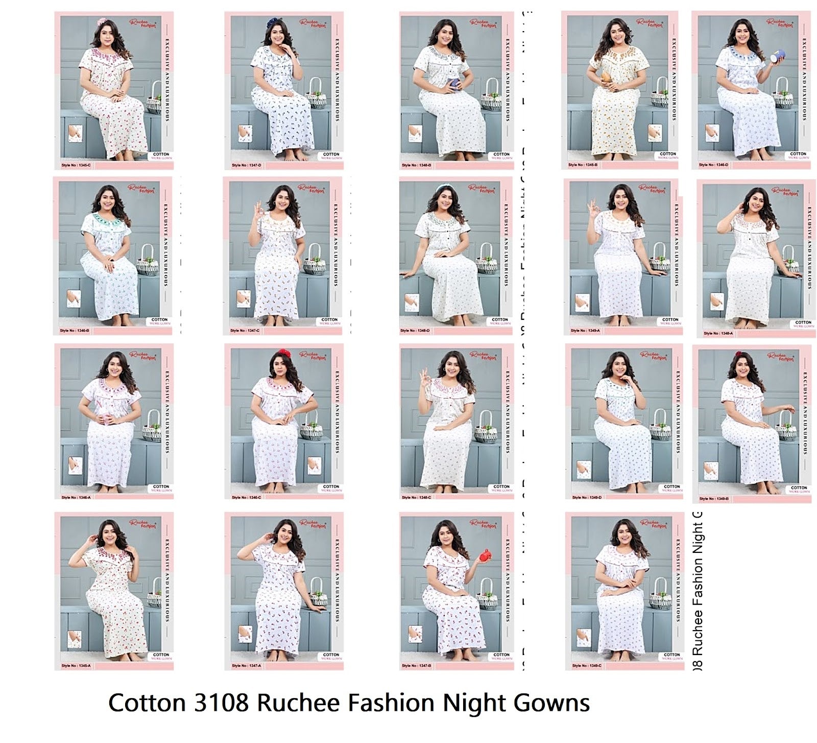 Cotton 3108 Ruchee Fashion Night Gowns Supplier